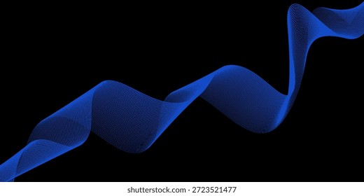 Onda abstracta azul brillante en movimiento oscuro y brillante, luz mágica del espacio. Fondo abstracto tecno