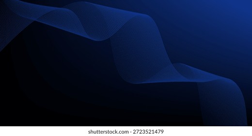 Onda abstracta azul brillante en movimiento oscuro y brillante, luz mágica del espacio. Fondo abstracto tecno