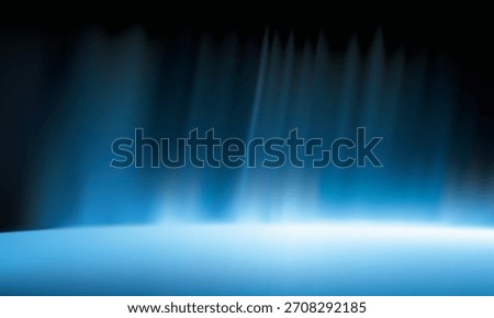 Glowing blue aurora rays rising above a soft horizon in a dark sky. A dramatic atmospheric background ideal for technology themes, energy visuals, sci-fi concepts, posters, and digital design.