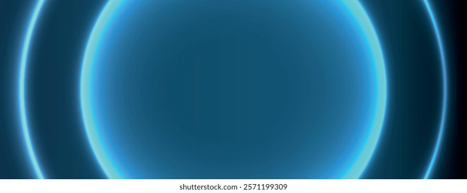 A glowing blue background with a circular design. The blue background features a smooth, futuristic texture with a radiant blue glow. Gradient neon background vector. Blue background.