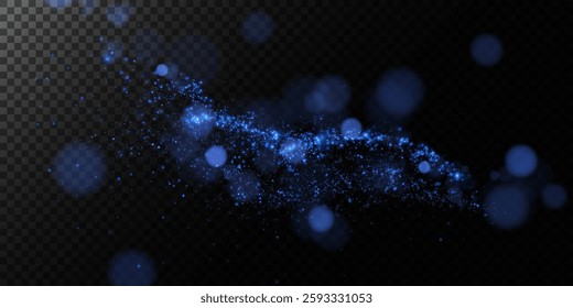 A glowing blue bokeh effect on a dark background, creating a futuristic, magical, and dreamy atmosphere. The sparkling light particles resemble a cosmic or fantasy-like energy flow.