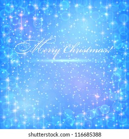 Glowing blue christmas background. Vector eps10.