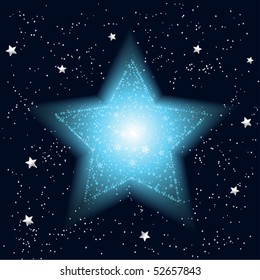 Glowing blue Christmas star