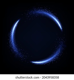 Glowing blue circle trail neon lighting frame, Vector Illustration