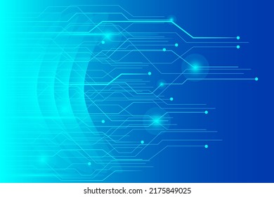 Glowing Blue Circuit Lines Diagram Technology Background