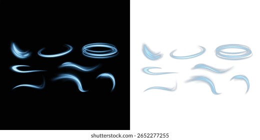 Glowing blue circular frame with sparkles, swirls, and futuristic motion—perfect for PNG portals, vibrant design elements, or abstract magical effects with dynamic shine.