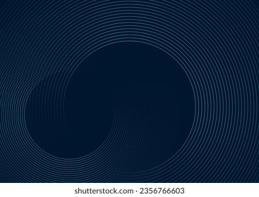 Glowing blue circular lines abstract geometric tech background. Vector design