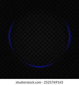 A glowing blue circular neon frame with soft light edges on a transparent background. Ideal for technology, futuristic, or digital design elements.