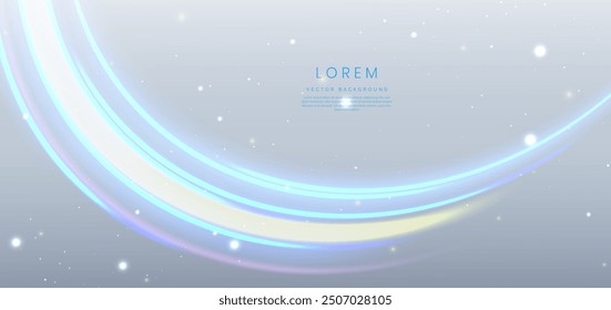 Glowing blue curved on grey background with lighting effect sparkle. Technology concept. Vector illustration