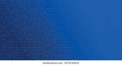 Glowing blue dotted wallpaper. Abstract curved round dot grid texture. Circle halftone pattern background. Dark navy backdrop for technology, business, news, healthcare, medicine design