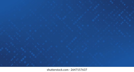 Papel de parede azul brilhante pontilhado. Textura da grade de pontos arredondados curvos abstratos. Plano de fundo do padrão de meio-tom do círculo. Fundo da marinha escura para tecnologia, negócios, notícias, saúde, design de medicina