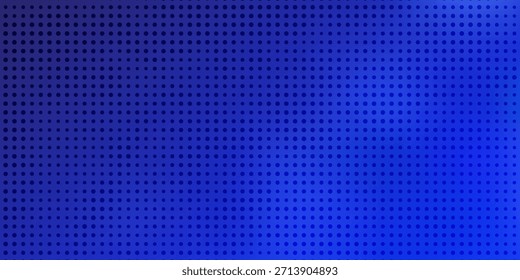Papel de parede azul brilhante pontilhado. Textura da grade de pontos arredondados curvos abstratos. Plano de fundo do padrão de meio-tom do círculo. Fundo da marinha escura para tecnologia, negócios, notícias, saúde, design de medicina