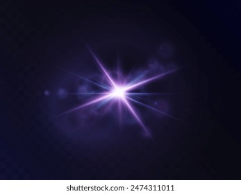 Glowing blue effect with highlights. Abstract blue flash of light. Isolated on transparent background. Art and web design vector.	