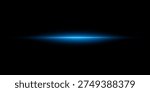 Glowing blue flare laser, Light blue effect reflections, neon beam over dark abstract background, shine speed flash of light, and sparks 