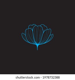 Glowing Blue Flower Line Art Icon Stock Vector (Royalty Free ...