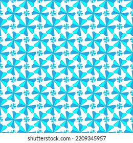 Blühende blaue Blume, nahtloses Muster auf weißem Hintergrund. Geometrische Pflanzenlinien-Gewebe nahtlose Muster. Design für Textilien, Tapeten, Kleidung, Hintergrund. Vektorgrafik Kunst moderne Retro-Stil.