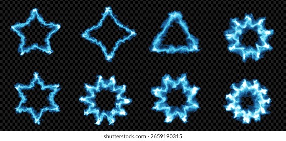 Resplandor azul brillante diferentes Formas geométricas