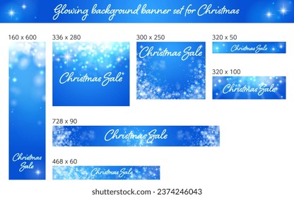 Banner de fondo de degradado azul brillante con texto de venta navideña, Ilustración vectorial