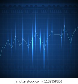Glowing blue graph line going up on dark background