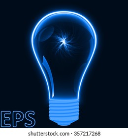 glowing blue lamp with energy vortex inside.