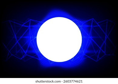 Glowing blue light abstract Circle visualization with digital lines and starburst effects in a futuristic design. Vector Abstract Circle visualization background. Energy and light technology.