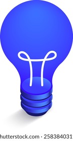 Glowing blue light bulb symbolizes innovative ideas, representing a bright future filled with creative inspiration in the realms of business and technology