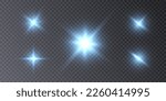 Glowing blue light effect for backlight. Sun, star, flash. Vector illustration