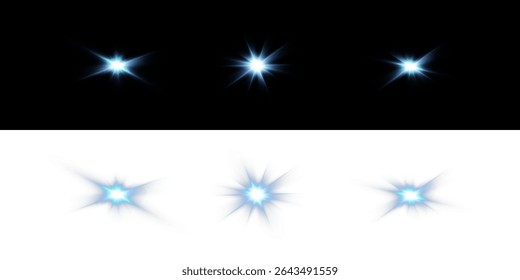 Glowing blue light explodes with bright light, Bright blue sun shines. Special glare effect.PNG	