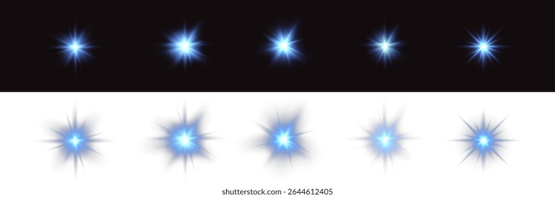 Glowing blue light explodes with bright light, Bright blue sun shines. Special glare effect.PNG	