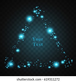 Glowing blue light. Blue light shining brightly. Triangle template