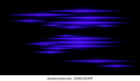 Glowing blue light streaks on a black background. Horizontal neon beams create a high-speed motion effect, representing futuristic energy and digital acceleration. Sci-fi, cyber, abstract design