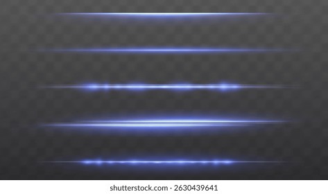 Glowing blue light streaks with sparkles and flares on a transparent background. A dynamic, futuristic design perfect for energy, speed, or holiday themes.