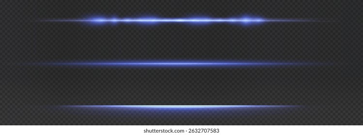 Glowing blue light streaks with sparkles and flares on a transparent background. A dynamic, futuristic design perfect for energy, speed, or holiday themes.