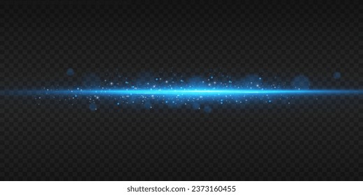 Glowing blue line, horizontal light rays, flash