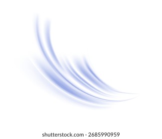 Glowing blue lines. Neon realistic energy speed. Abstract light effect on a white transparent background. Vector illustration.