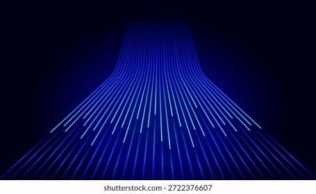 Glowing blue motion lines representing high speed fiber optics, data transfer, and digital connectivity technology. Ideal for network, internet, and cloud computing themes.
