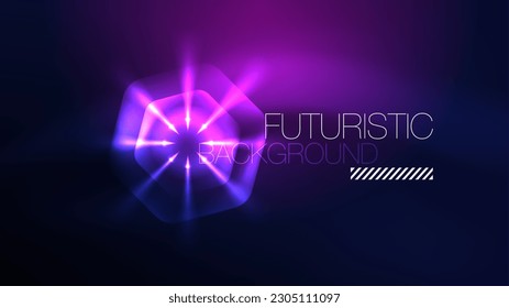 Hexagones de neón azul brillante en el espacio oscuro. Plantilla de fondo abstracto de tecnología de alta tecnología para el ciberespacio en tecnología digital
