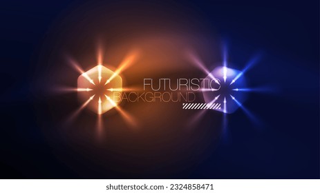 Glowing blue neon hexagons in dark space. Digital technology cyberspace hi-tech techno abstract background template