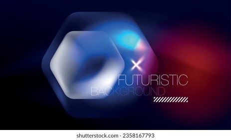 Glowing blue neon hexagons in dark space. Digital technology cyberspace hi-tech techno abstract background template