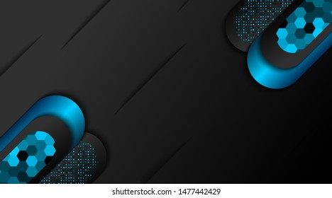Glowing Blue on Black Background Corporate Business Design Template Company Vector