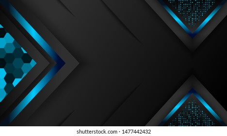 Glowing Blue on Black Background Corporate Business Design Template Company Vector