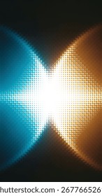 Ondas de luz de gradiente azul y naranja brillantes que se encuentran en el centro formando una textura geométrica futurista perfecta para carteles Sitios web de publicidad de marca y presentaciones