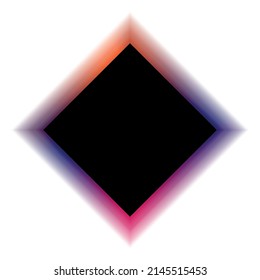 Glowing blue, orange and pink light square effect. Vibrant square neon frame. Blue square effect banner. Vector eps10