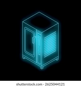 O contorno azul brilhante do forno de convecção profissional representa inovação culinária e tecnologia culinária
