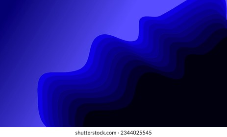 Glowing blue overlay island waves dark night background.