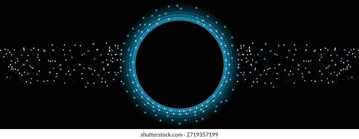 Anillo de partícula azul brillante sobre fondo oscuro Concepto de Tecnología Abstractas