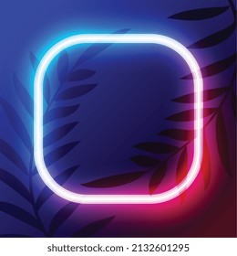 fondo de marco vacío de neón azul brillante y rosa