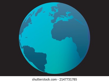 Glowing blue planet Earth in space. turquoise blue planet earth on black background