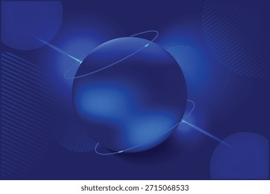 Glowing Blue Planet Surrounded by Neon Energy Rings