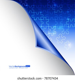 Glowing Blue Puzzle Vector Background